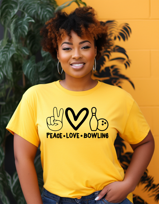 Peace Love Bowling tee